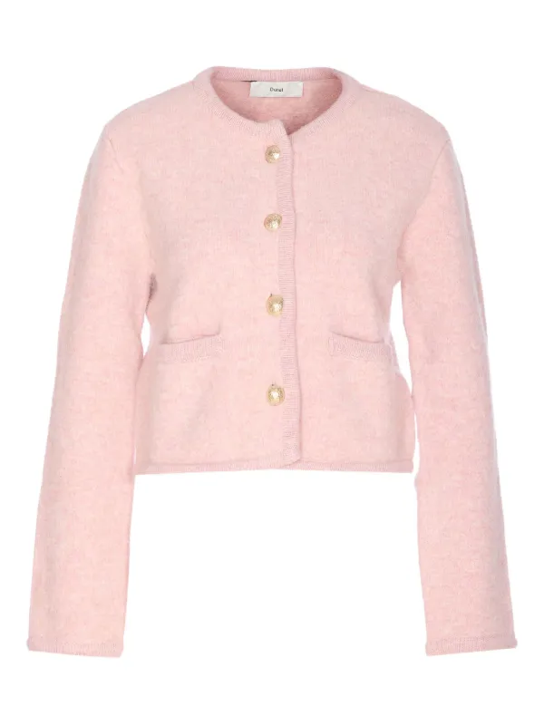DUNST Collarless Bouclé Cardigan Pink FARFETCH ZA