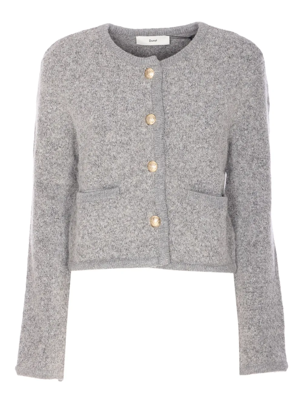 DUNST cardigan en maille bouclée à design sans col | gris | Image 1