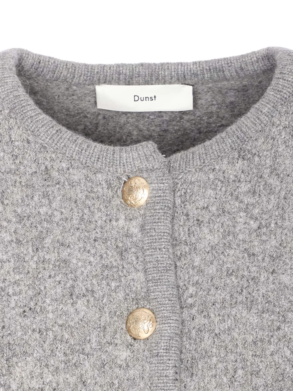 DUNST Kraagloos bouclé vest Grijs