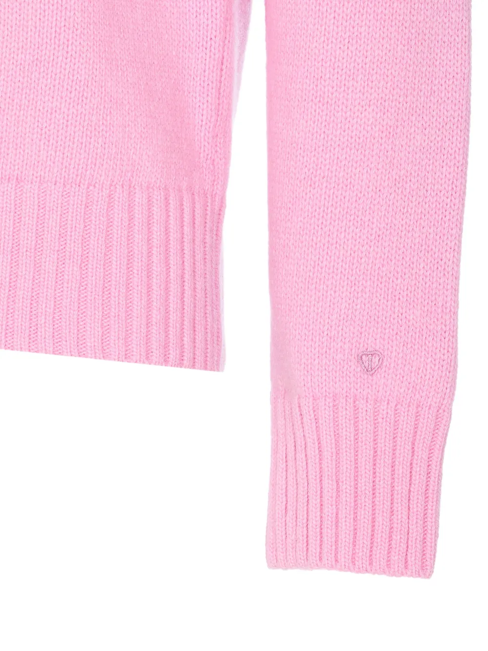 Seven Gauge Crew-neck Long-sleeves Sweater In Pink