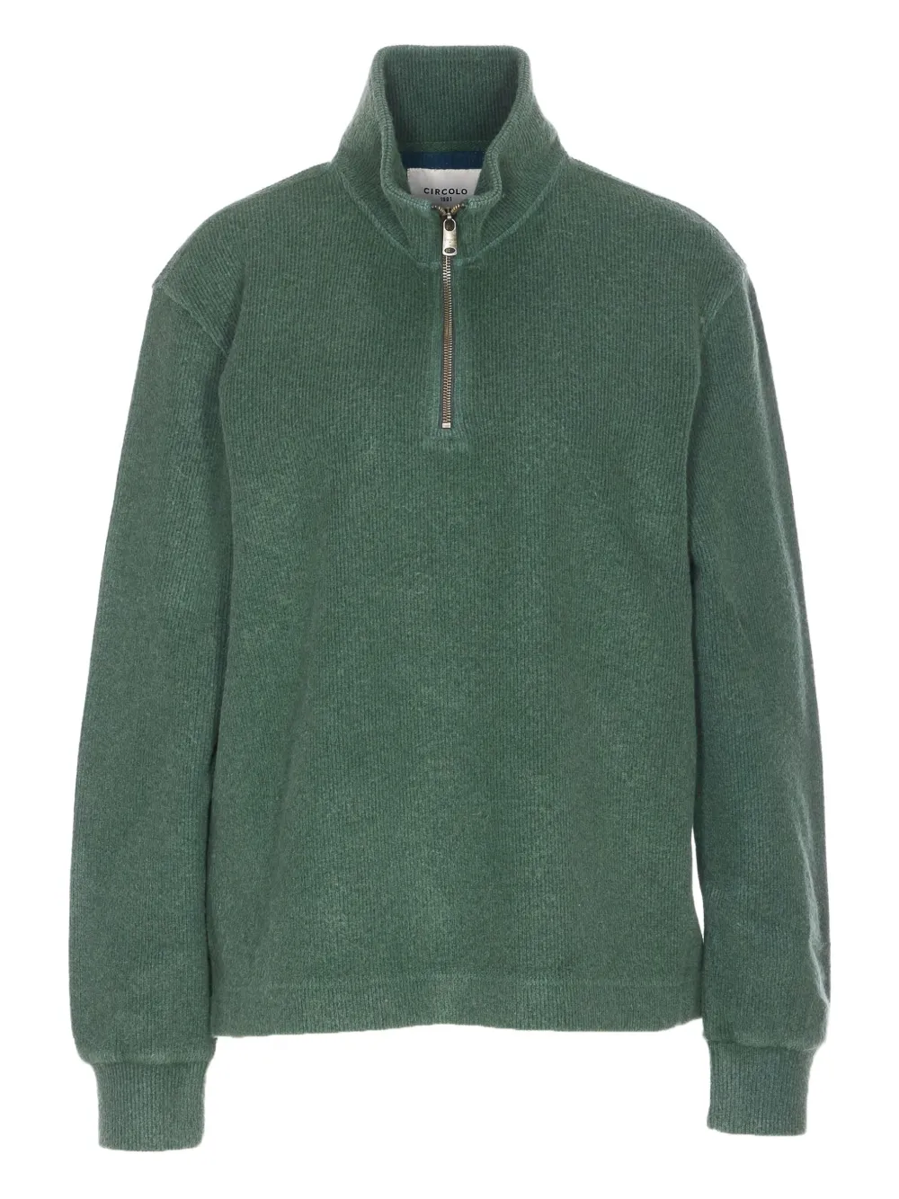 Circolo 1901 Long Sleeve High Collar Knit Sweater In Green