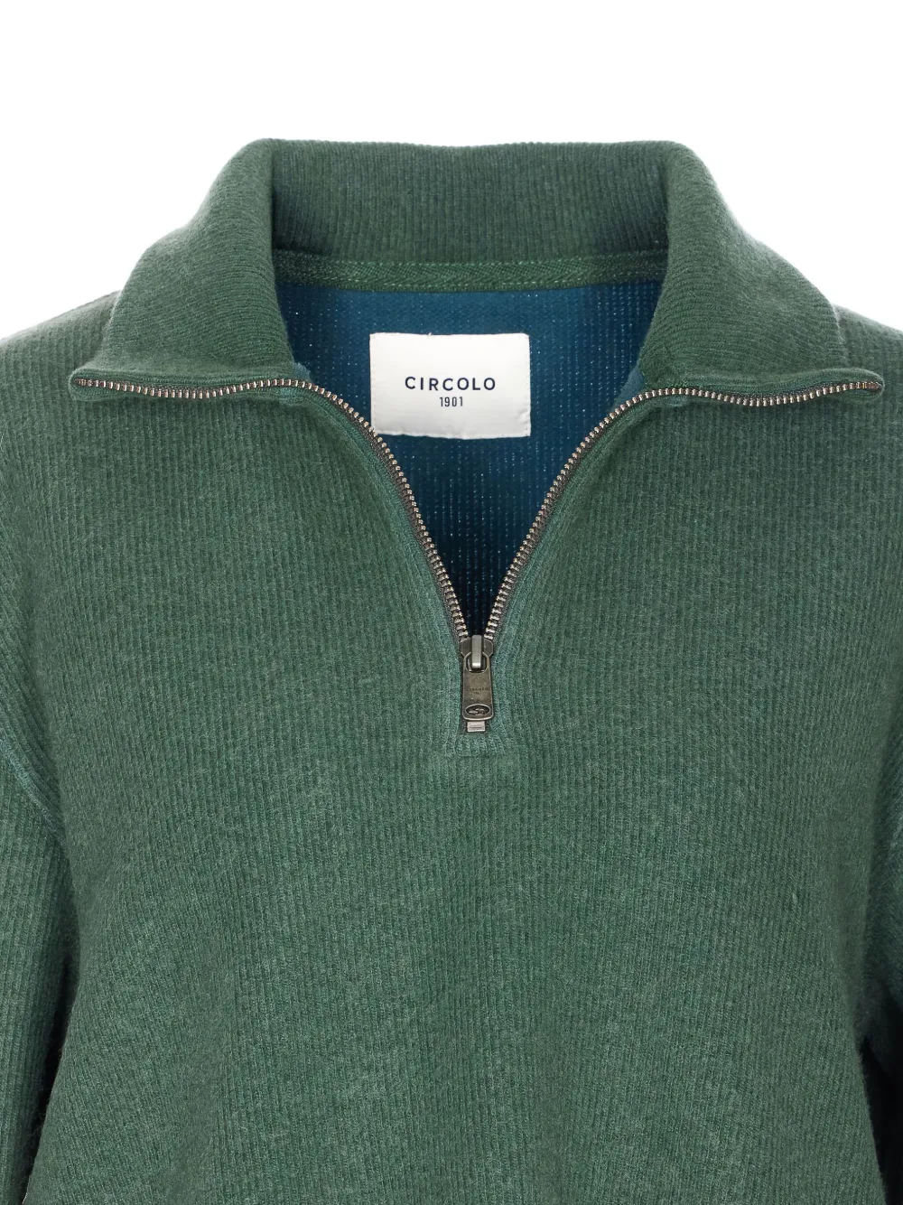 Circolo 1901 Long Sleeve High Collar Knit Sweater In Green