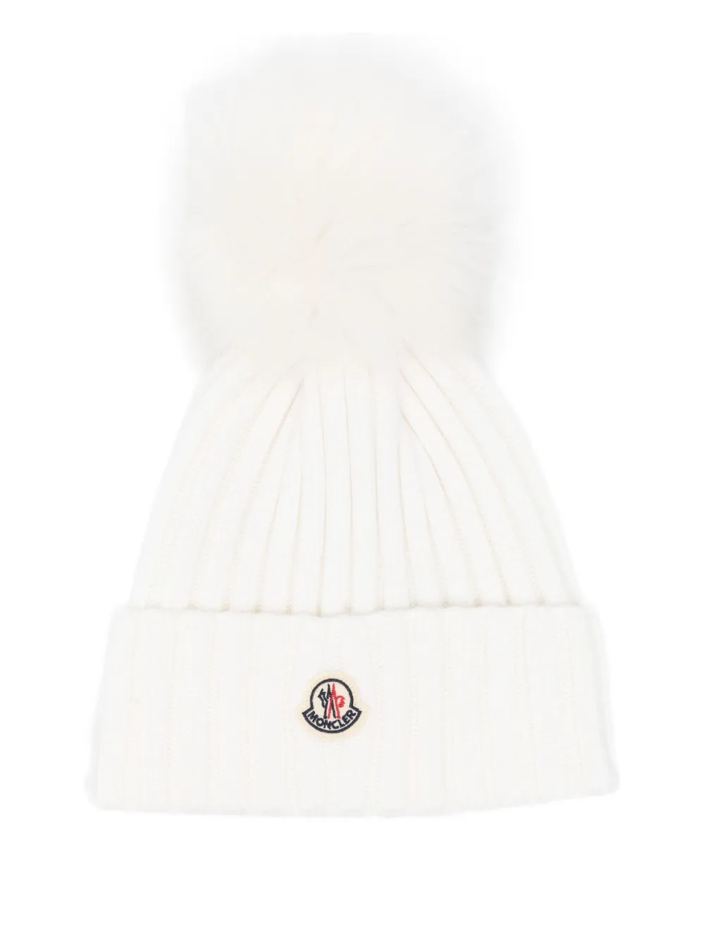 Moncler pompom logo patch hat | White | Image 1