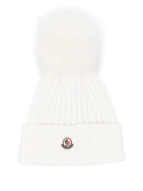 Moncler pompom logo patch hat