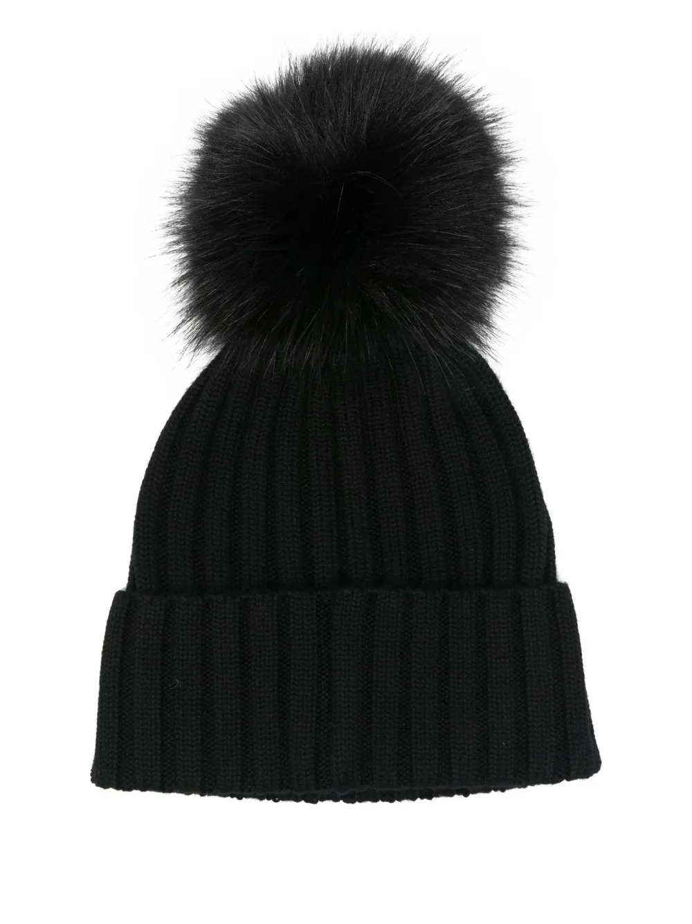 Moncler Hoed met logopatch en pompon - Zwart