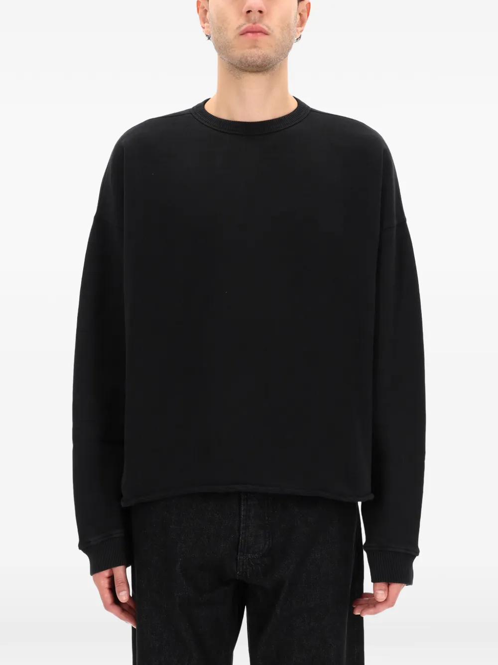 YMC raw-hem crew-neck sweatshirt - Nero