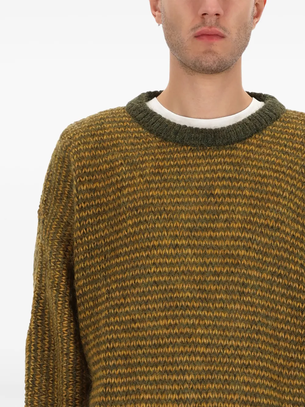 YMC striped crew neck sweater - Groen