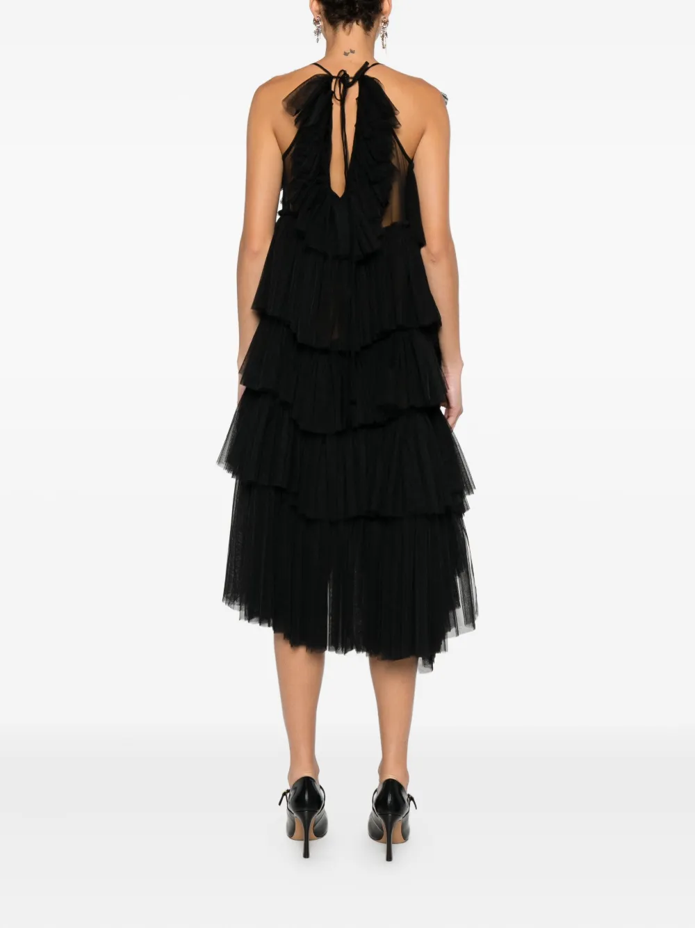 Rhizome Martha Ruffled-details Midi Dress In Black