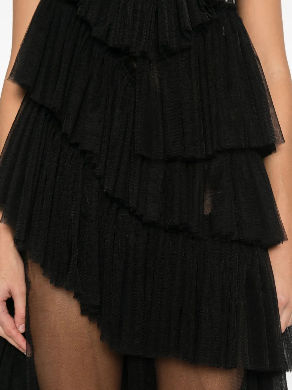 Rhizome Martha Ruffled-details Midi Dress In Black