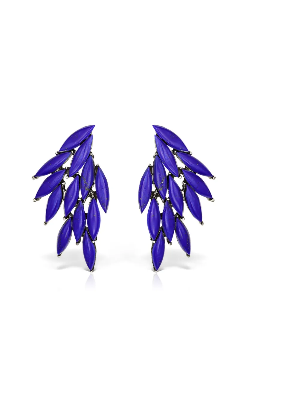 Obsidian Leaf Drop Earrings In Blue