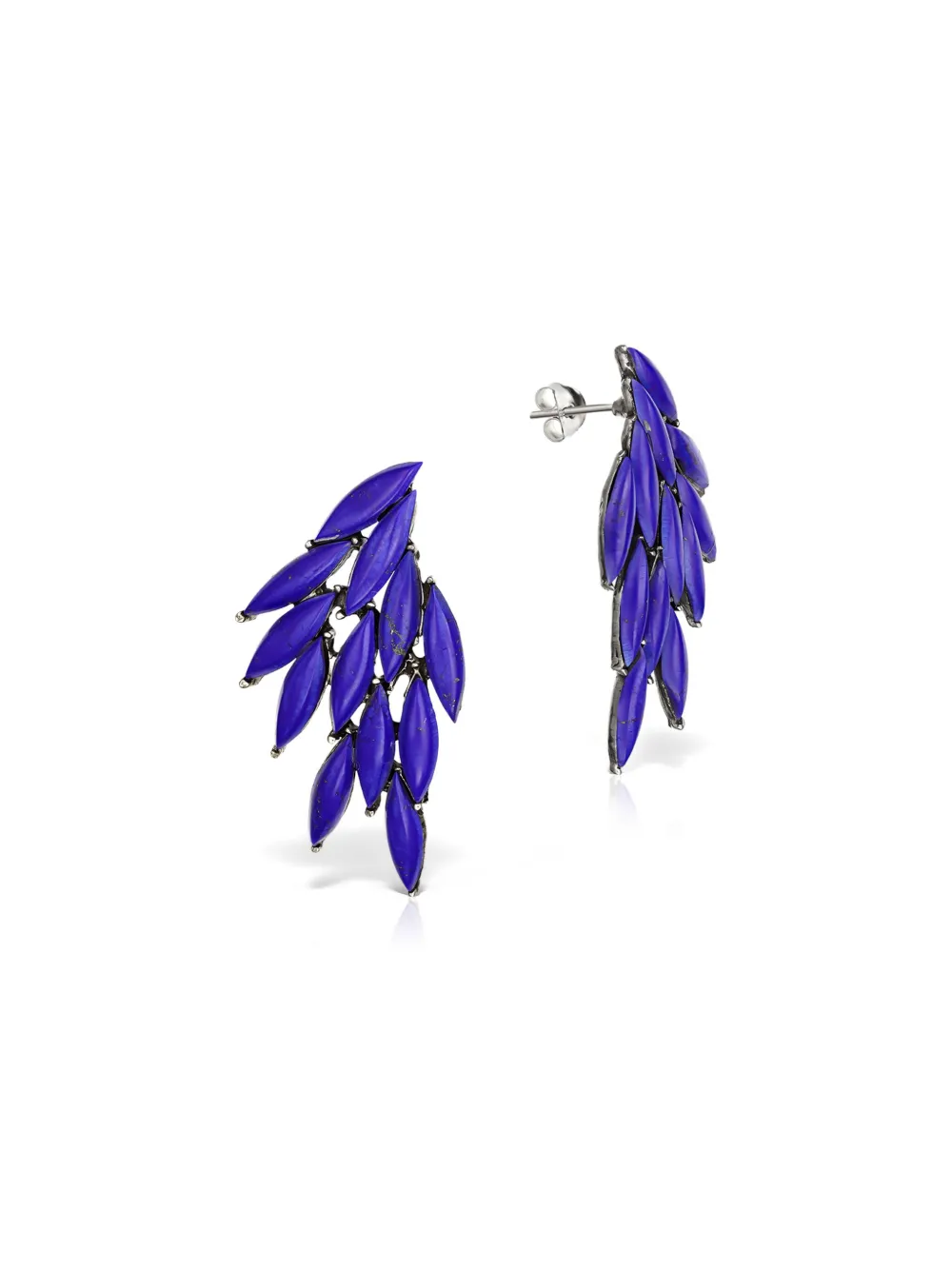 Obsidian Leaf Drop Earrings In Blue