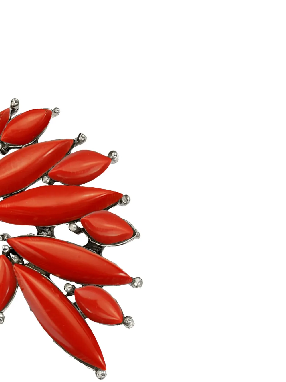 Obsidian Leaf Embellished Earrings In Red