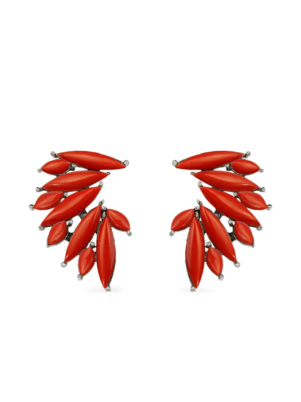 OBSIDIAN leaf embellished earrings | Red | Image 1