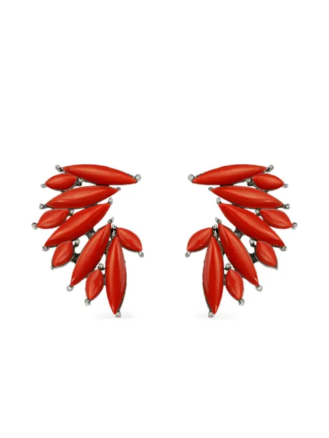 OBSIDIAN leaf embellished earrings