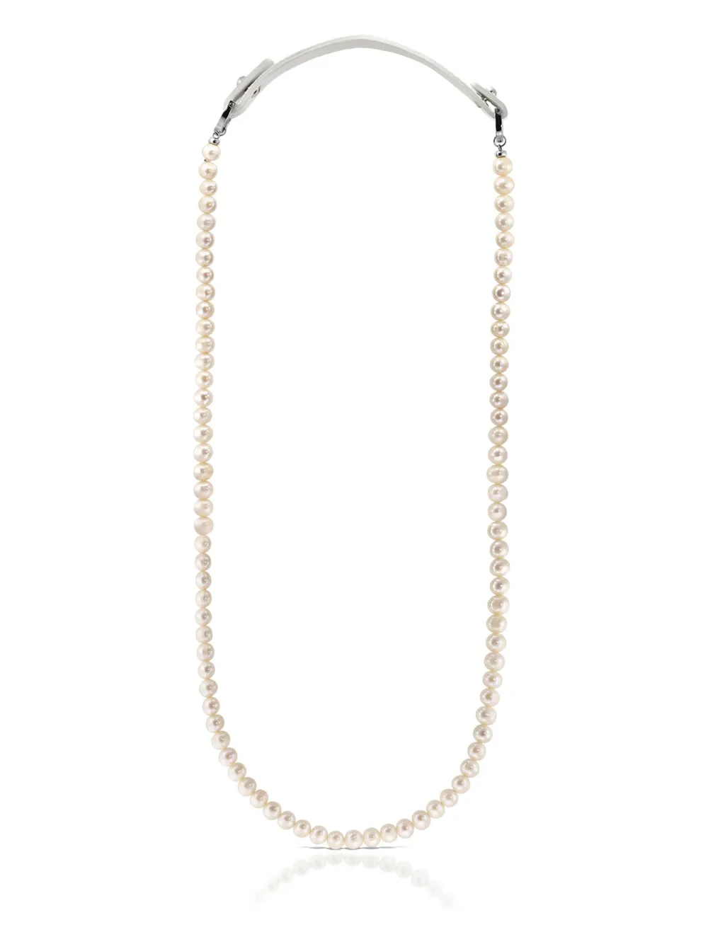 Obsidian Pearl Leather Necklace In Gold