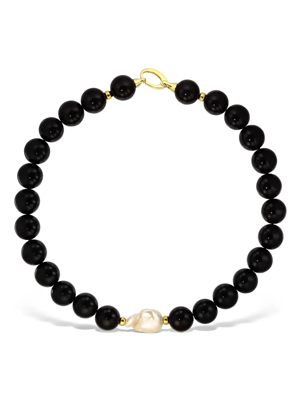 OBSIDIAN beaded pearl necklace | Black | Image 1