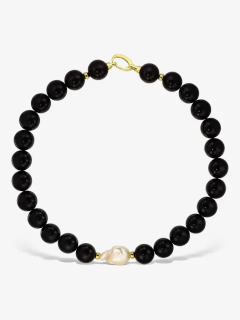 OBSIDIAN Halskette mit Perlen