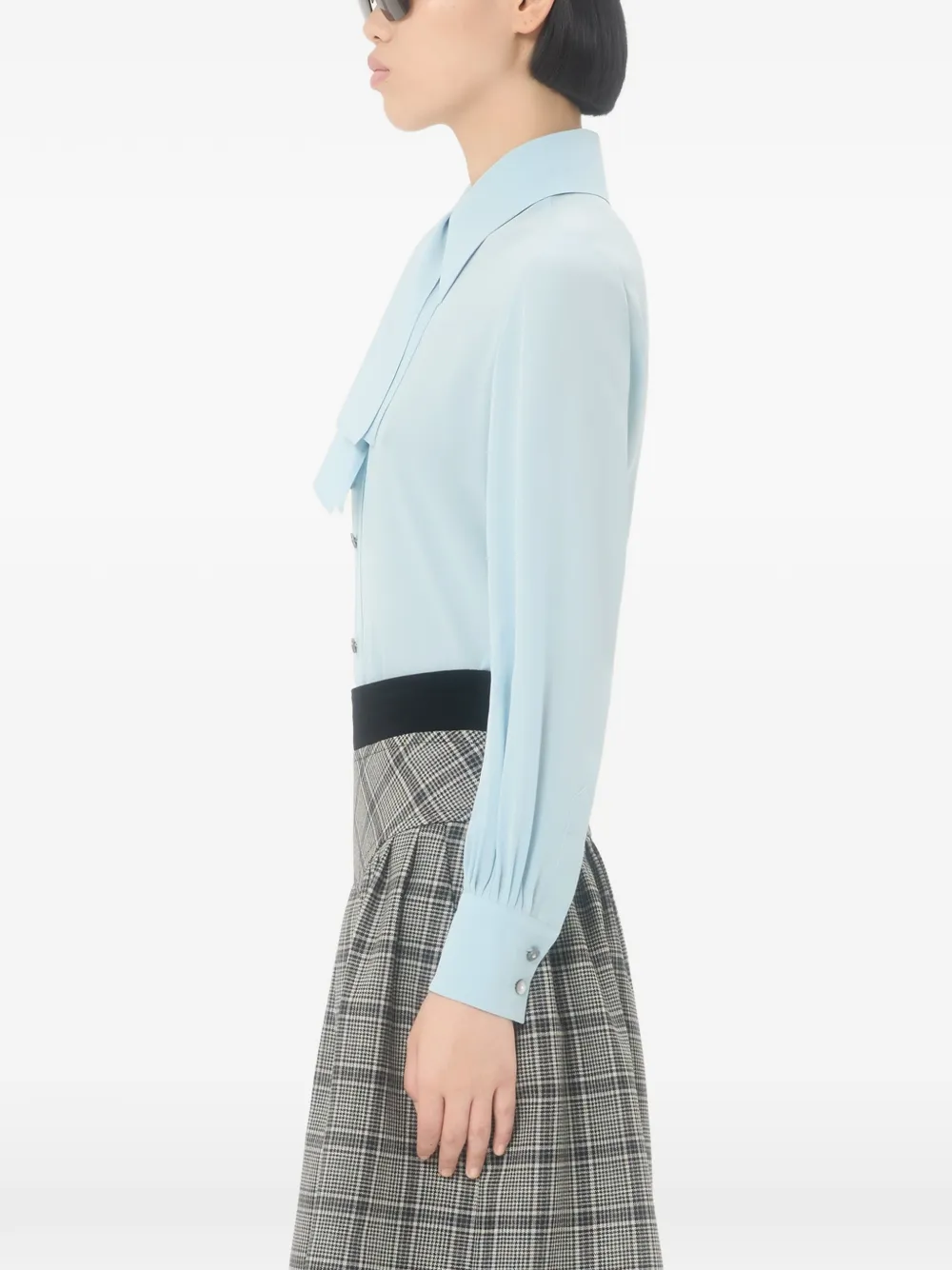 Valentino Garavani Crêpe de chine blouse met sjaaldetail Blauw
