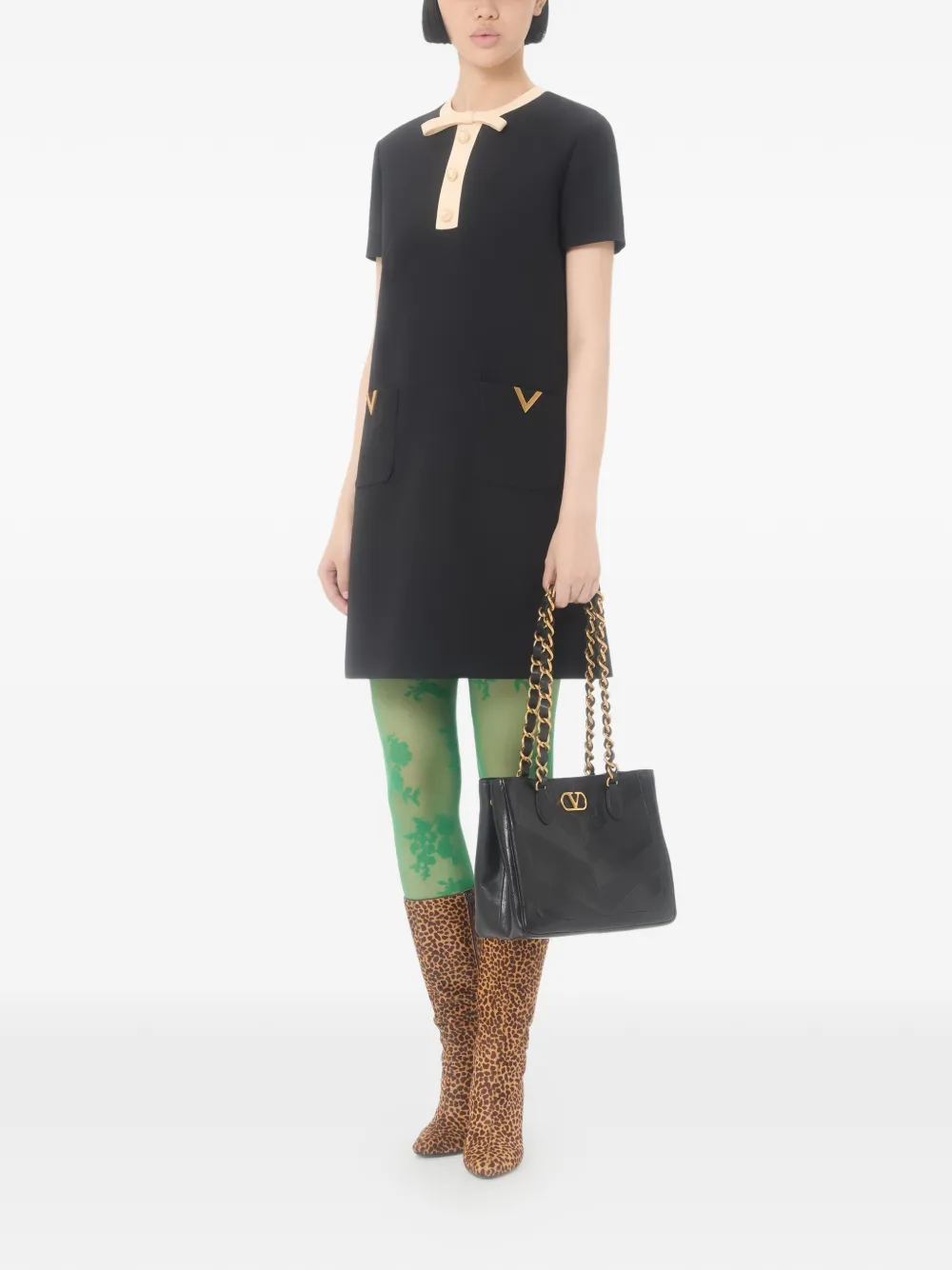 Valentino Garavani Mini-jurk met gouden afwerking Zwart