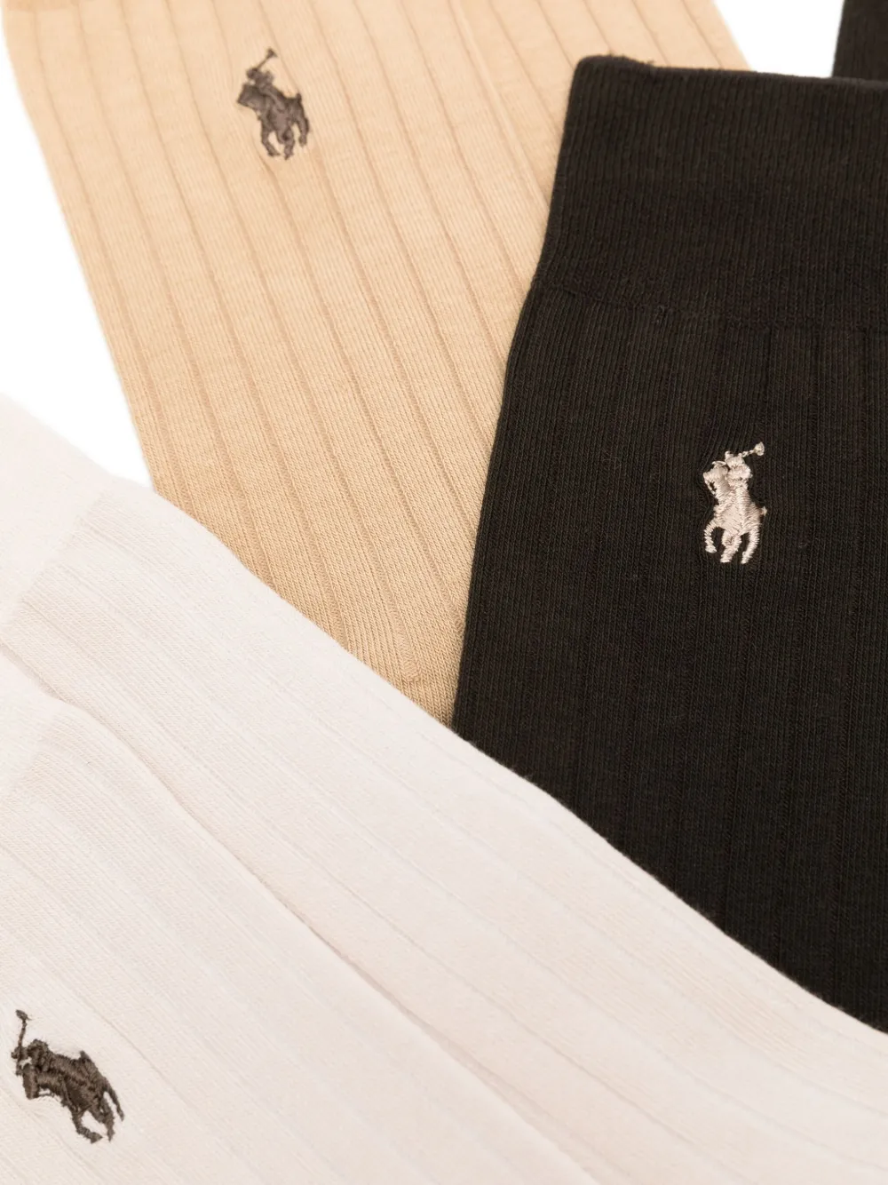 Polo Ralph Lauren Drie paar sokken met Polo Pony-borduurwerk Beige