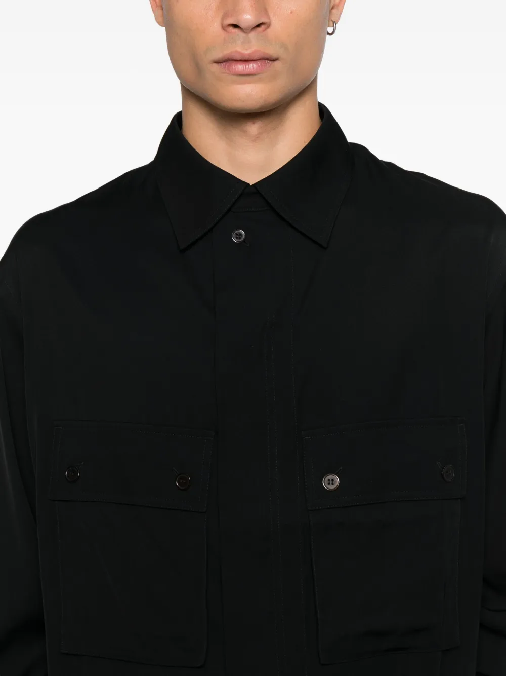 Y-3 Overhemd met zak met knopen Zwart