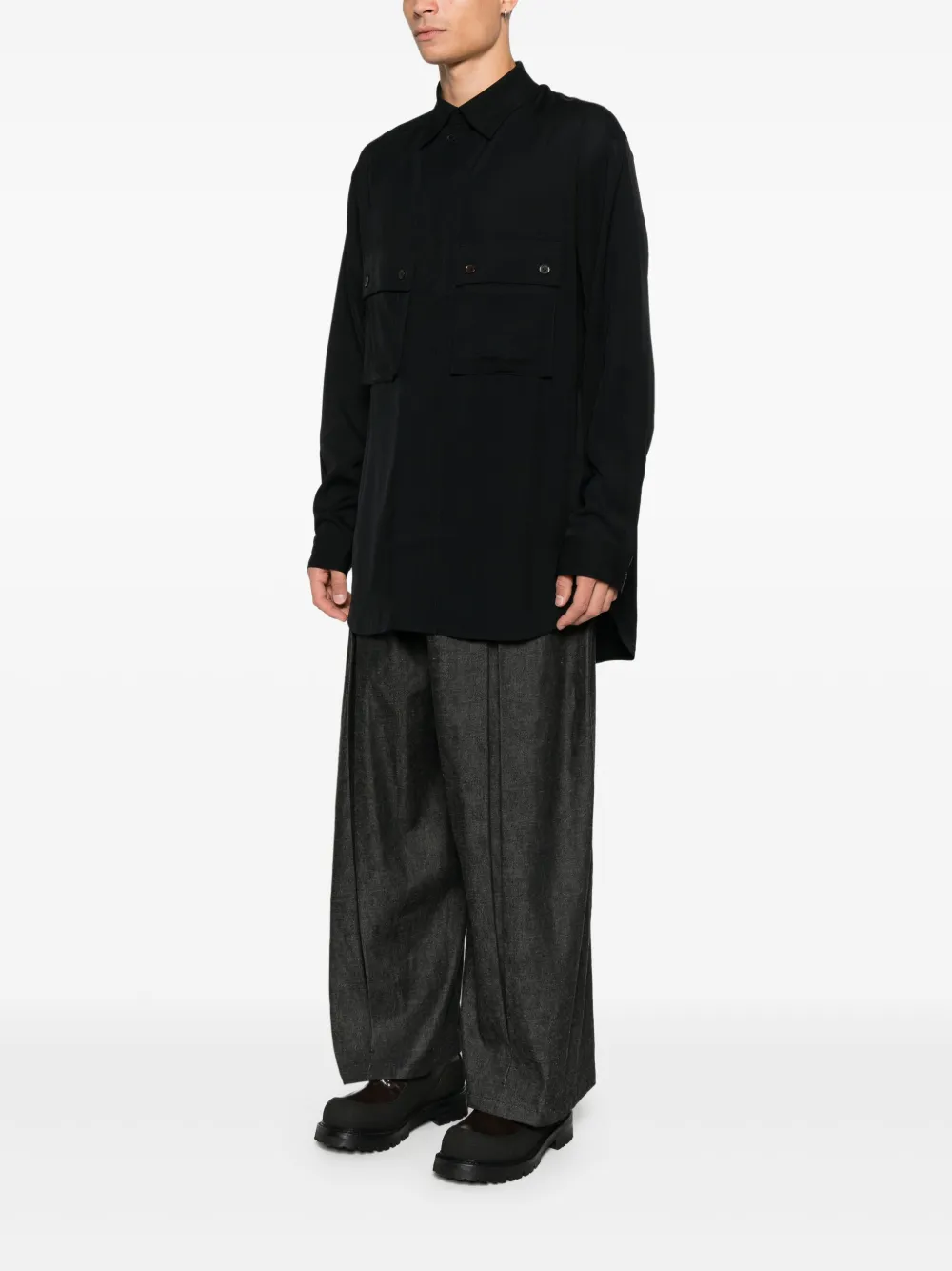 Y-3 Overhemd met zak met knopen Zwart