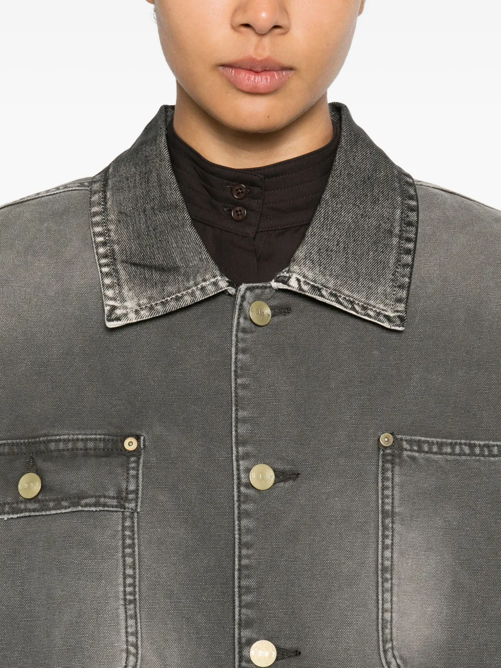 6397 Chore Coat Button Patch Pocket Jacket In Gray