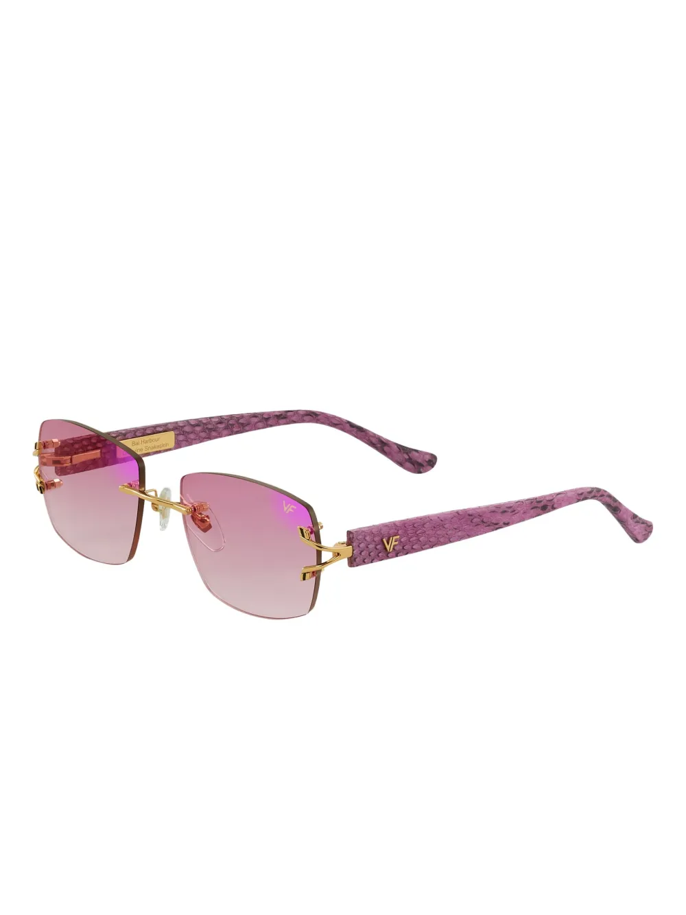 Vintage Frames Company Bal Harbour Snakeskin Rimless Sunglasses In Purple