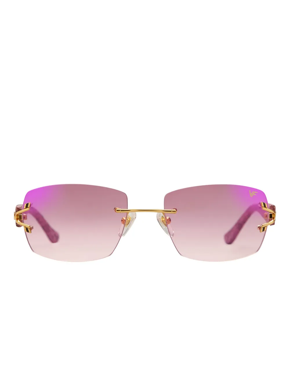 Vintage Frames Company Bal Harbour Snakeskin Rimless Sunglasses In Purple