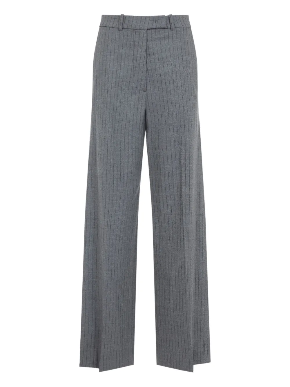 The Frankie Shop Striped Wide Leg Trousers With Belt Loops In Gray