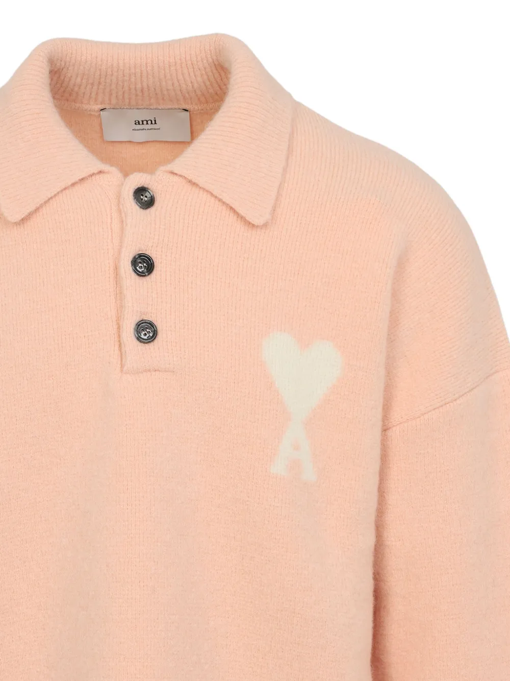 Ami Alexandre Mattiussi Ami Paris Powder Pink Ami De Coeur Polo Sweater Men In Pink