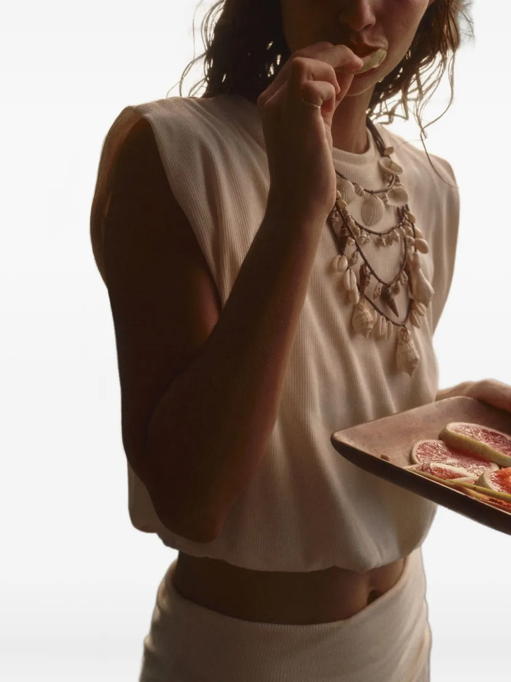Johanna Ortiz Muraya cropped T-shirt Beige