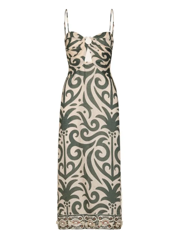 Johanna Ortiz Water Adventure Midi Dress in Green
