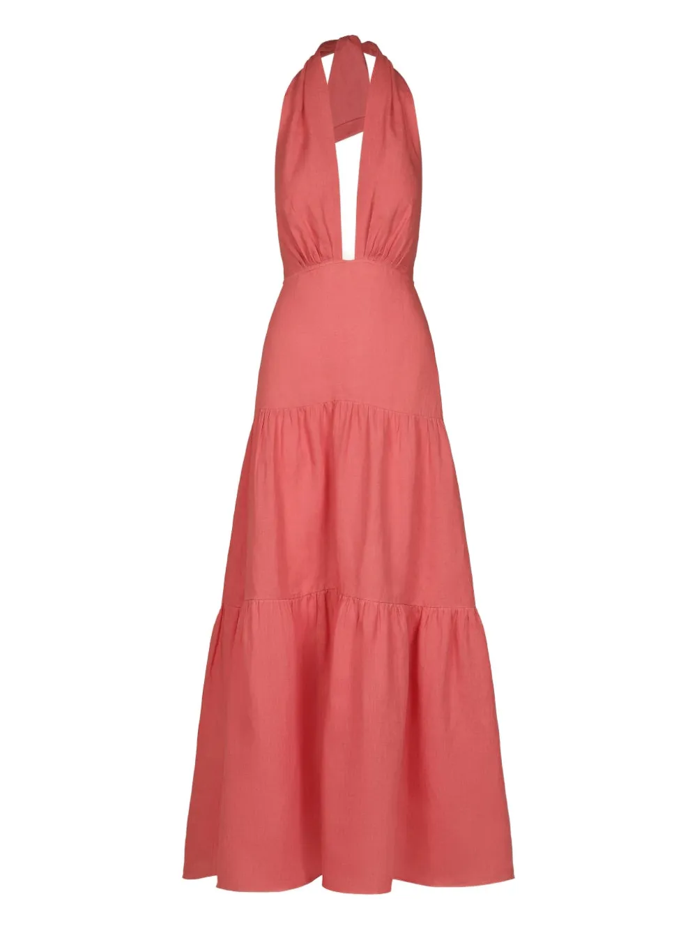 Johanna Ortiz Twilight Tiered Maxi Dress In Pink