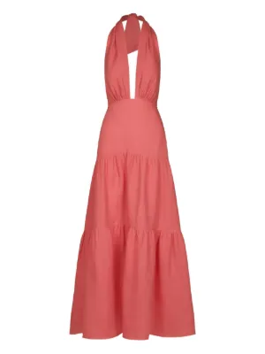 Reformation Aubree Linen Dress | Red | FARFETCH