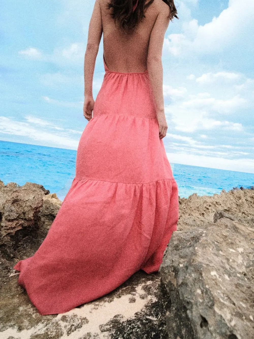Johanna Ortiz Twilight Tiered Maxi Dress In Pink
