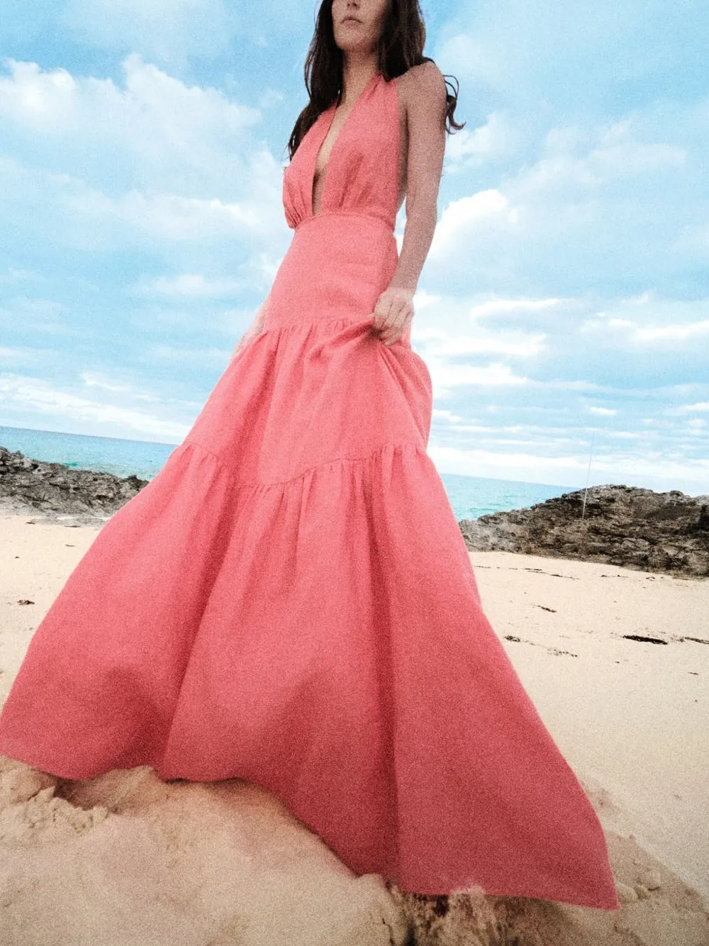 Johanna Ortiz Twilight Tiered Maxi Dress In Pink