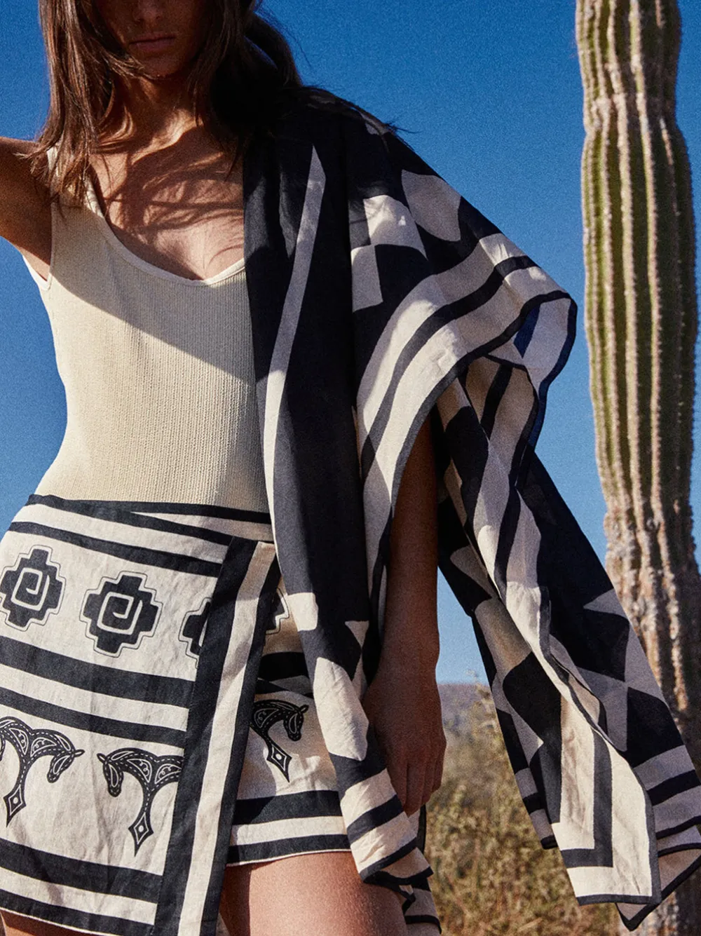 Johanna Ortiz Polo Rhombs Pareo Skirt In Black