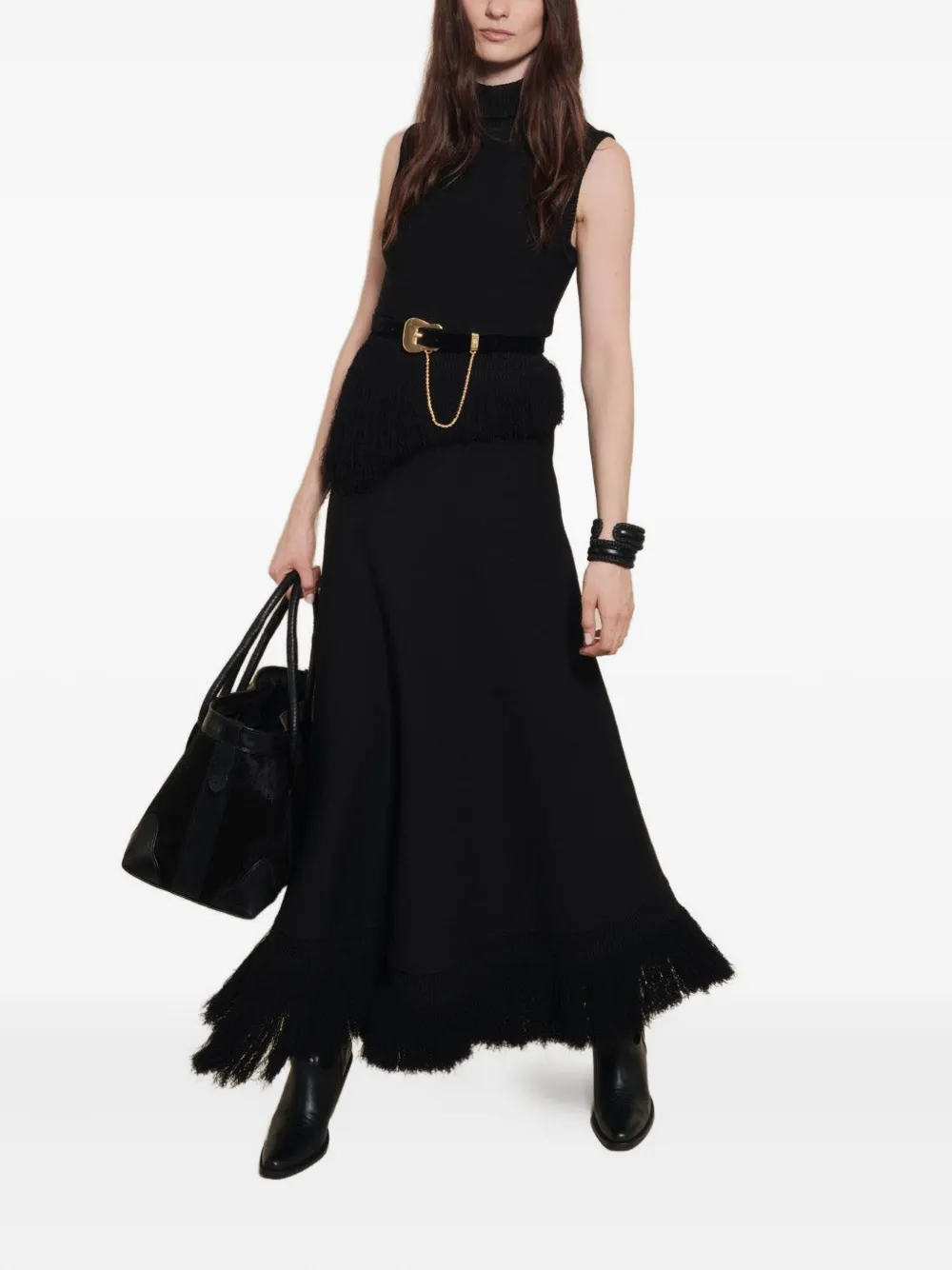 Johanna Ortiz Abito con frange Momentum - Nero