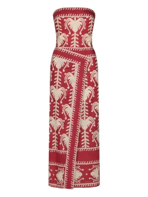 johanna ortiz denim dress Sotaviento belted printed cotton-voile midi dress - blue