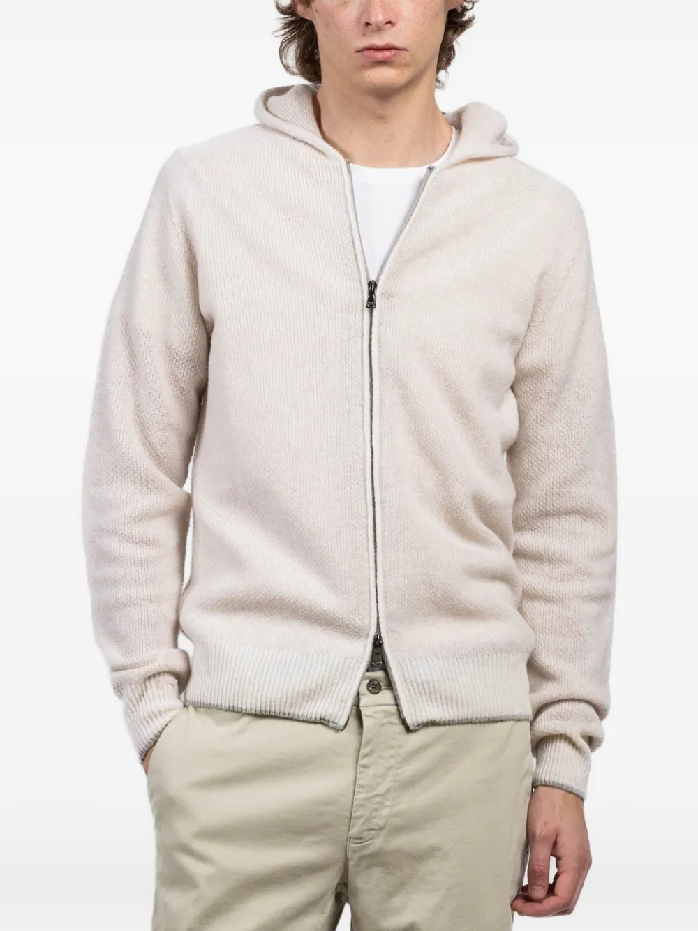 Fradi hooded zip knitwear - Neutrals