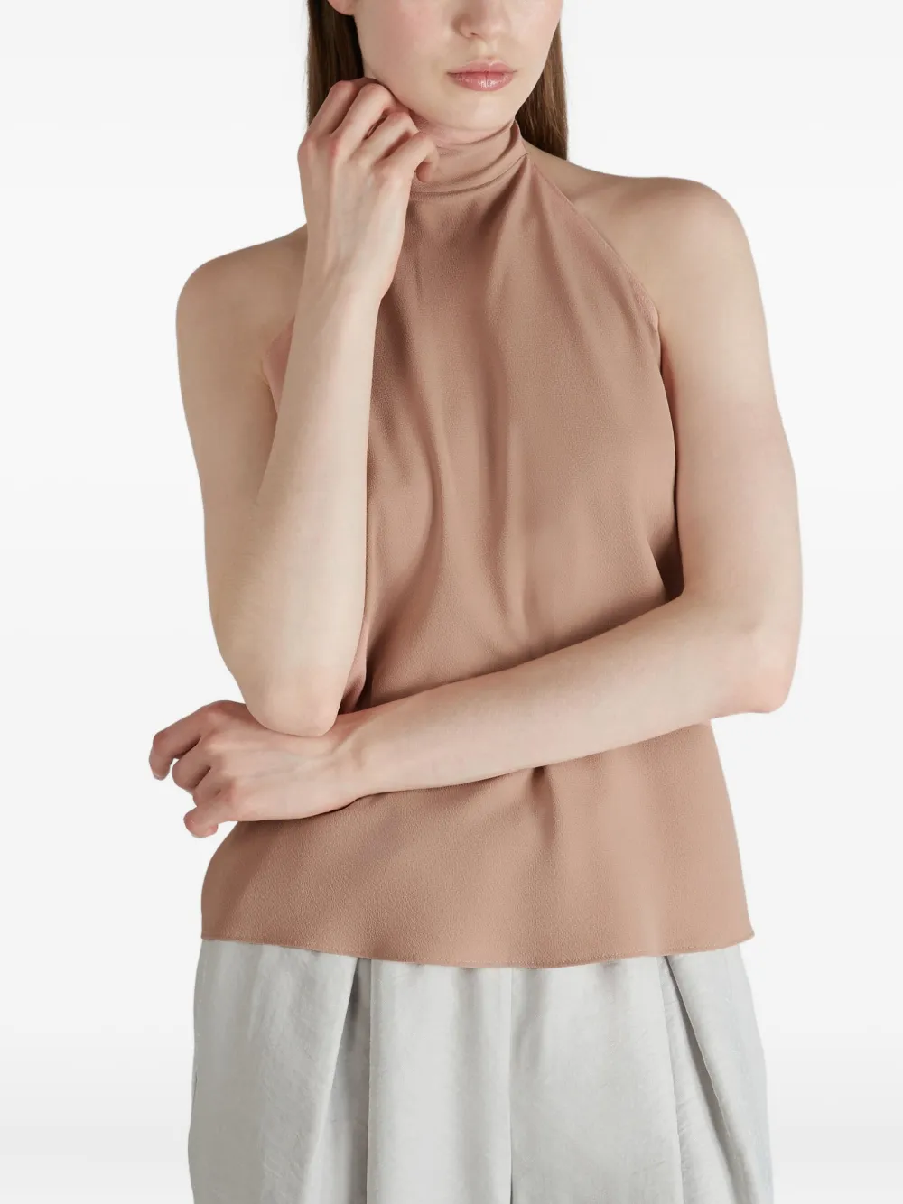 Glanshirt Top Mit Neckholder In Brown