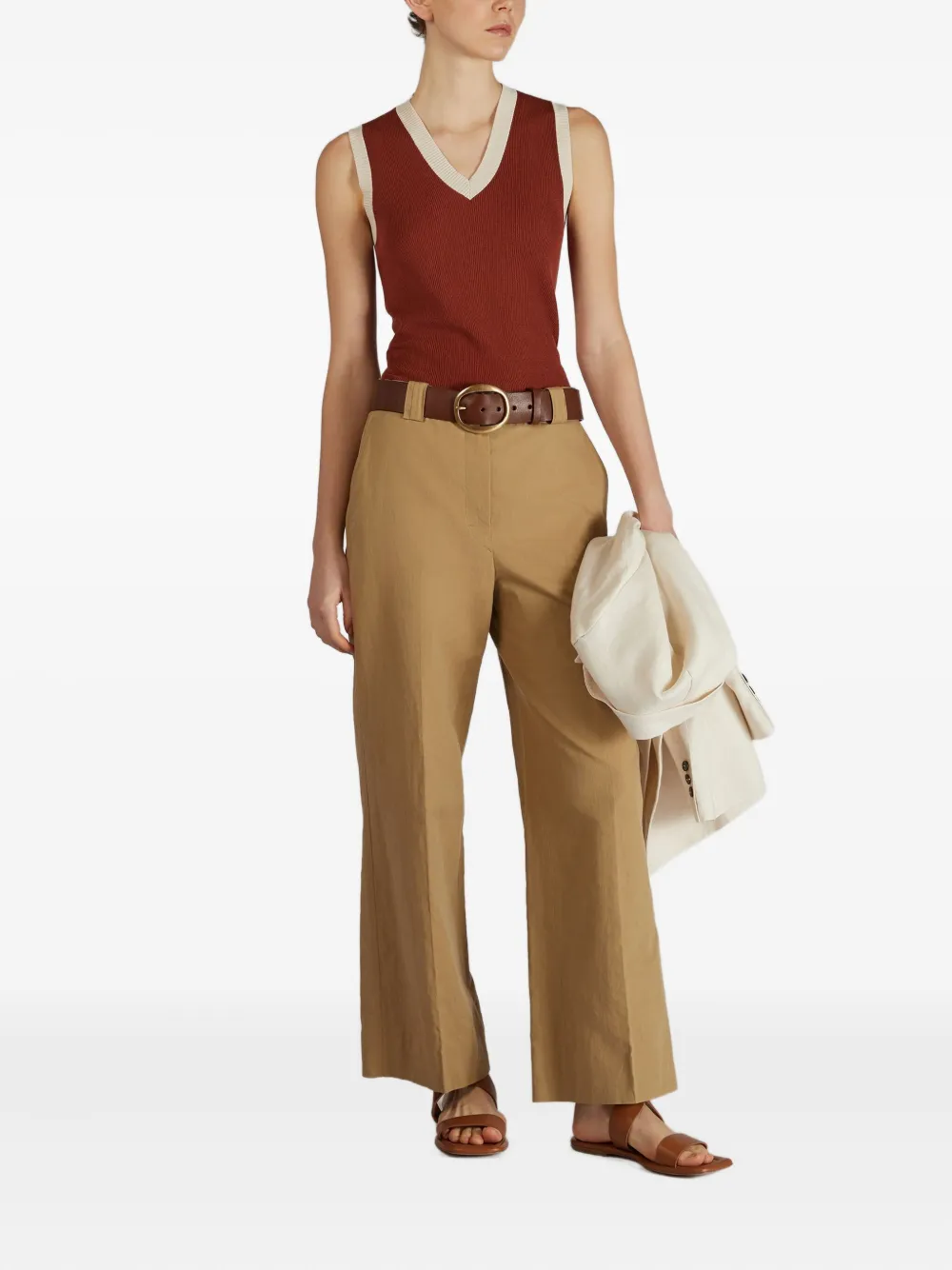 Zanone Tanktop met V-hals Bruin