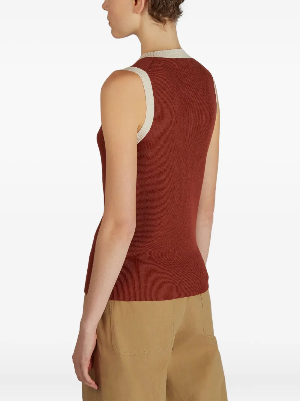 Zanone Tanktop met V-hals Bruin