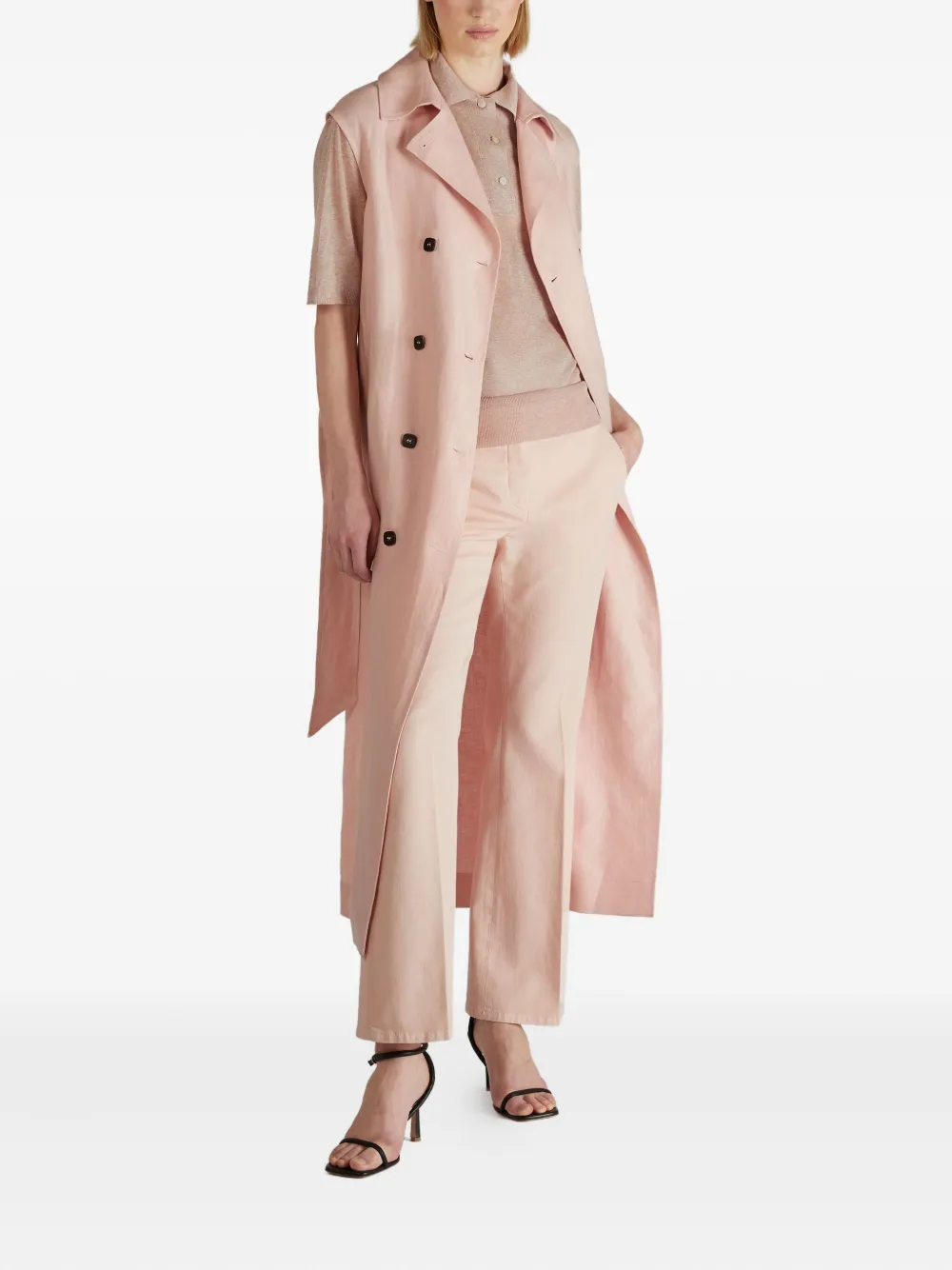 Incotex Linnen midi-jurk - Roze