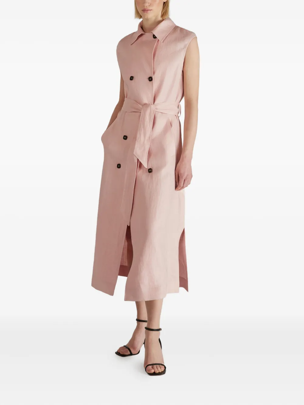 Incotex Linnen midi-jurk Roze