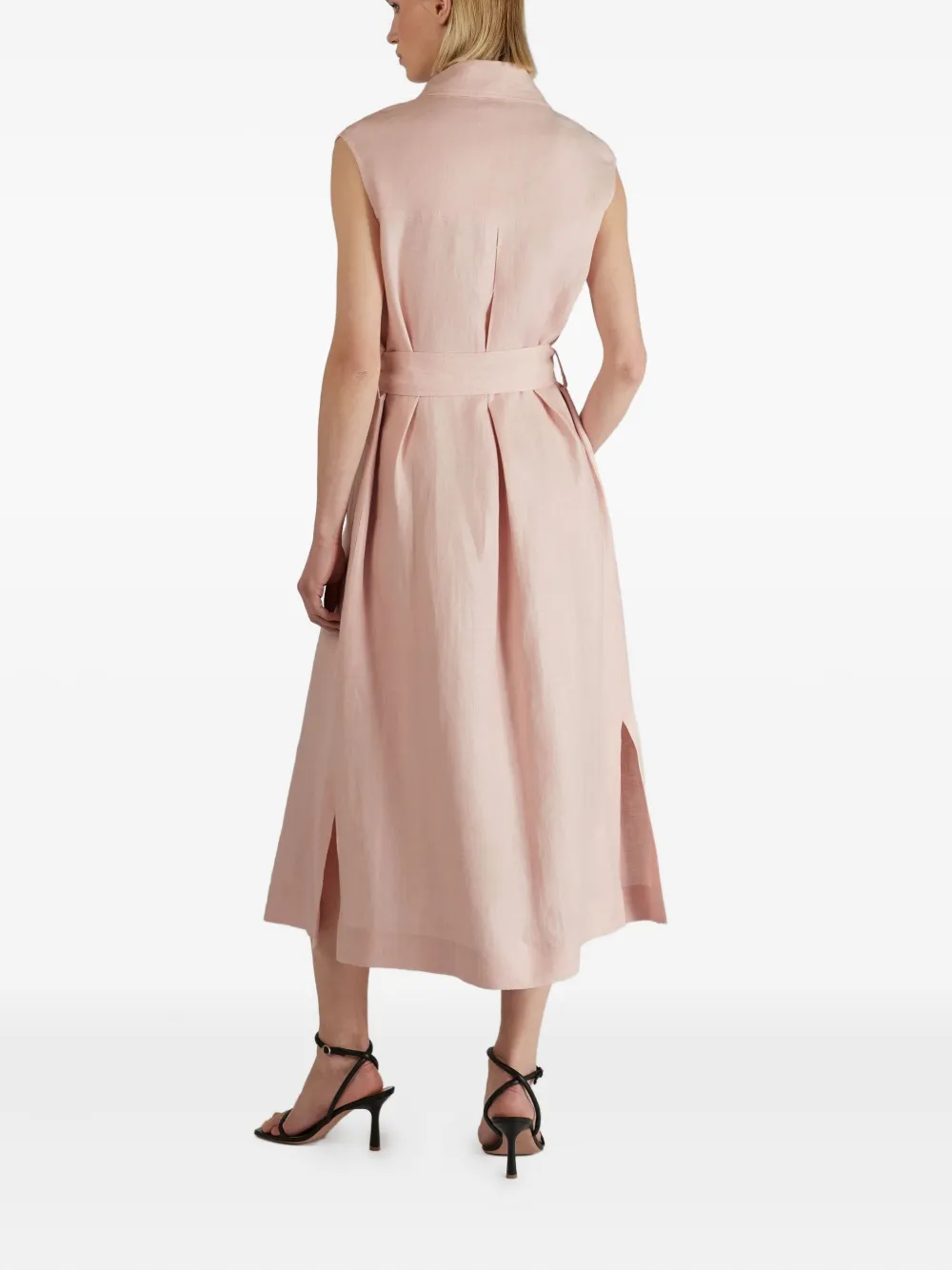 Incotex Linnen midi-jurk Roze