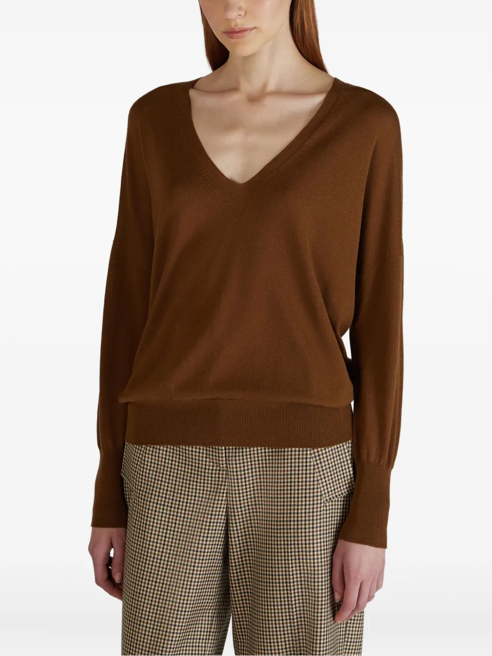 Zanone V-neck Sweater In Brown