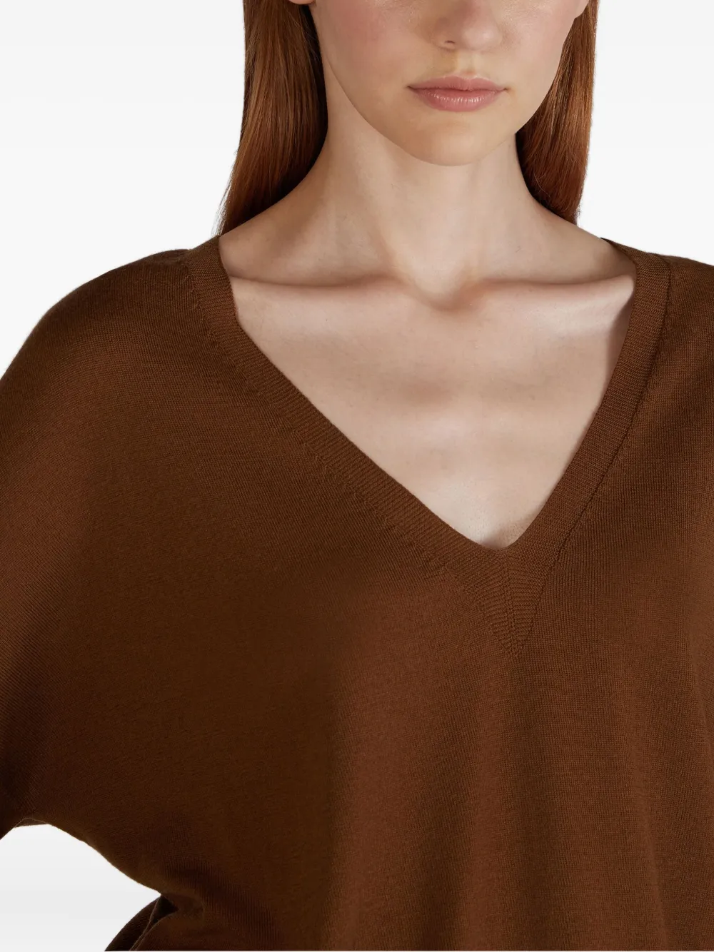 Zanone V-neck Sweater In Brown