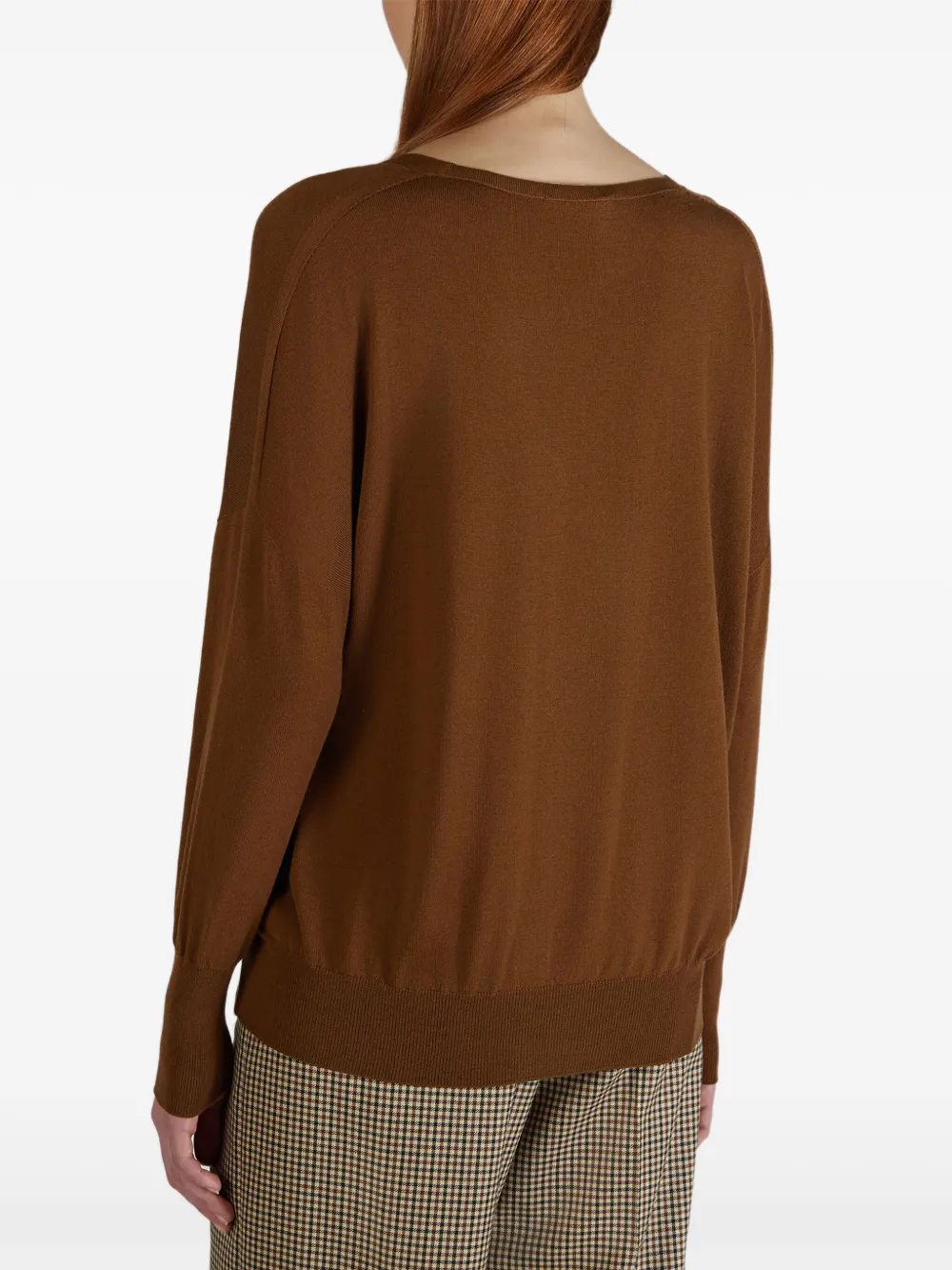 Zanone V-neck Sweater In Brown
